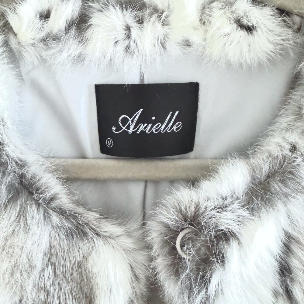 New Arielle Rabbit Fur Jacket in Multi-Grey Size Medium - Picture 6 of 13
